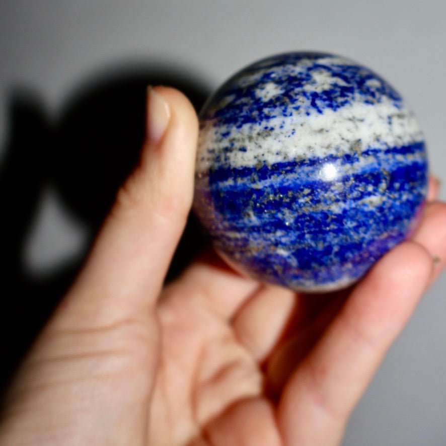 Lapis Lazuli Crystal Sphere – 1.5" Solid Gemstone with Pyrite | Inspired by Ancient Egypt & Museum - Grade Mineralogy - Wax | Wane