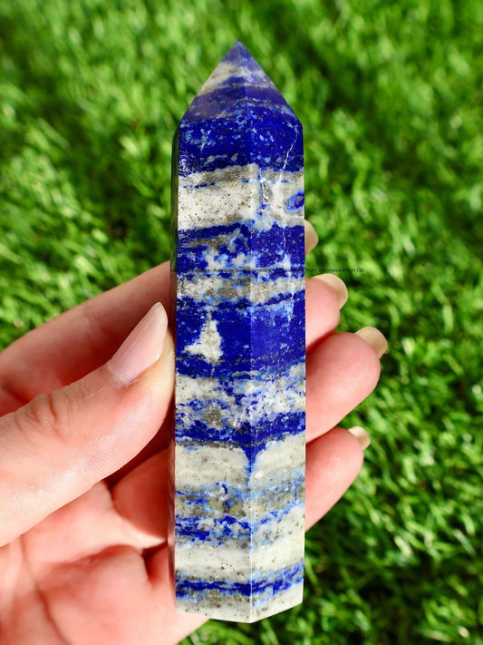 Lapis Lazuli Obelisk - Authentic Quality Gemstone for Wisdom and Truth, Decorative 4 - Inch Tall - Wax | Wane