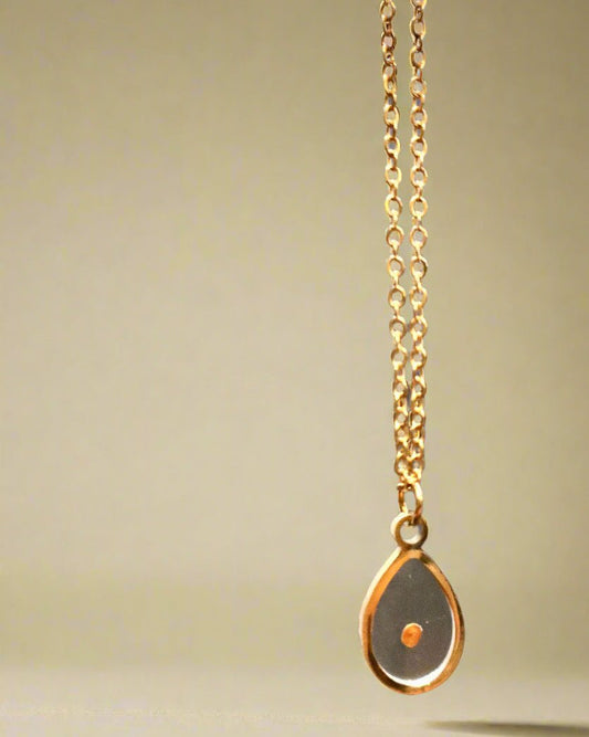 Mustard Seed Faith Necklace β Gold Teardrop Pendant | Stainless Steel Christian Jewelry - Wax | Wane