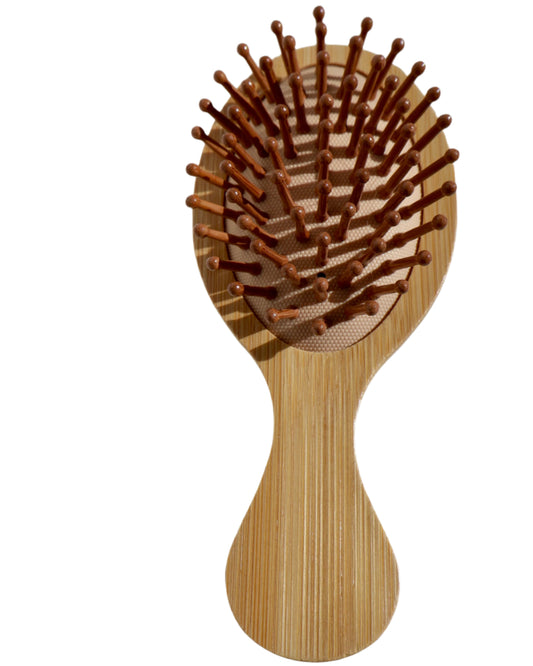 Wooden Mini Hair Brush β Beech Wood Handle & Bamboo Bristles | Travel - Size Detangler - Wax | Wane