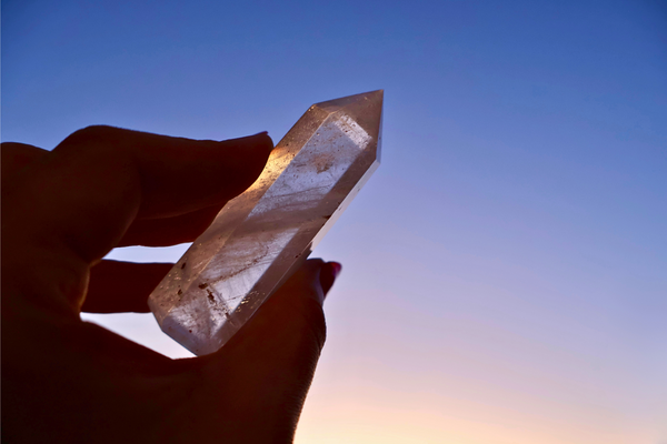 Standard Clear Quartz Crystal Tower in Sunset
