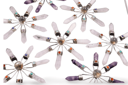 Amethyst, Clear Quartz & Rose Quartz Suncatcher – Modern Window Decor | Real Gemstone, Handcrafted Elegance - Wax | Wane