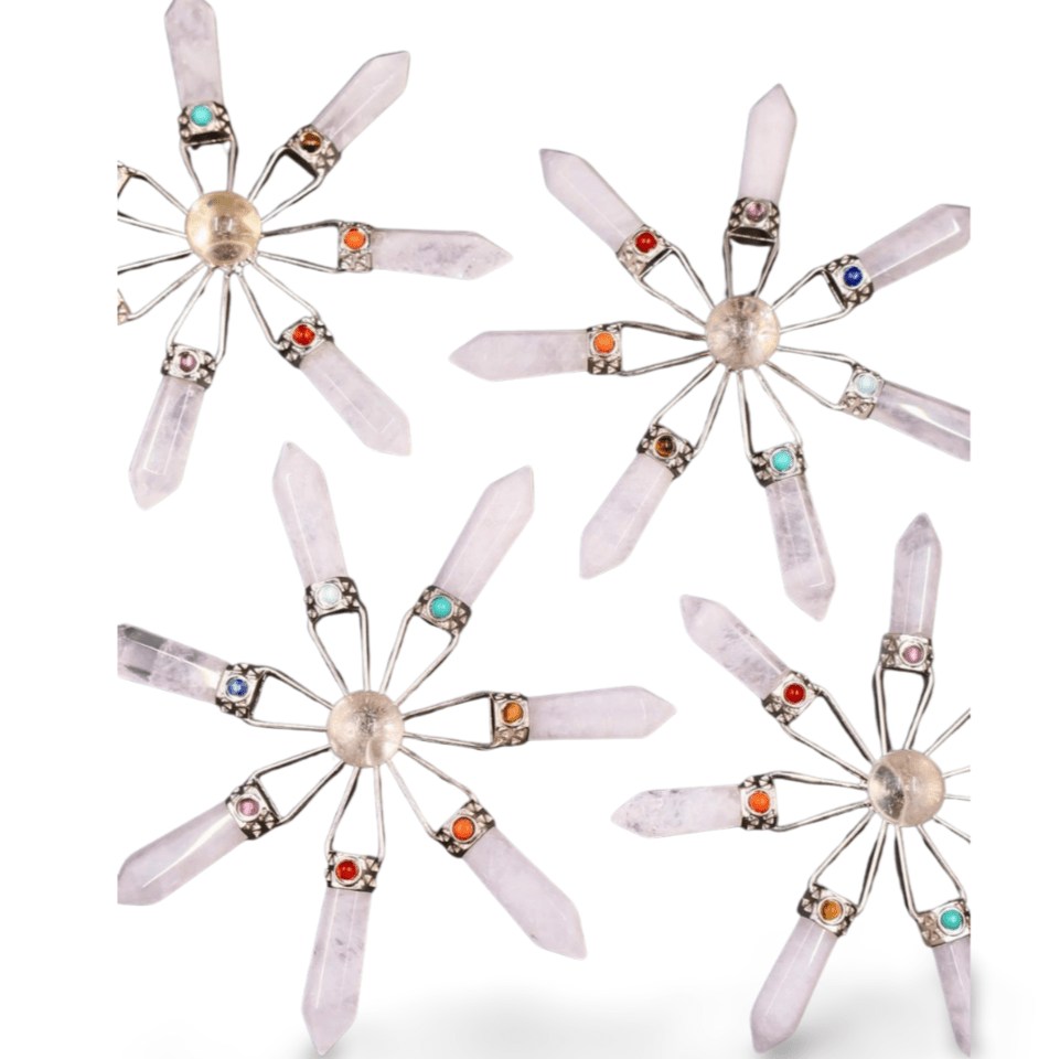 Amethyst, Clear Quartz & Rose Quartz Suncatcher – Modern Window Decor | Real Gemstone, Handcrafted Elegance - Wax | Wane