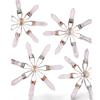 Amethyst, Clear Quartz & Rose Quartz Suncatcher – Modern Window Decor | Real Gemstone, Handcrafted Elegance - Wax | Wane