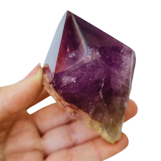 Amethyst Philosopher's Stone – Rough Untreated Quartz Crystal with Semi - Polished Point - Wax | Wane