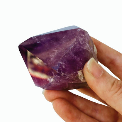 Amethyst Philosopher's Stone – Rough Untreated Quartz Crystal with Semi - Polished Point - Wax | Wane