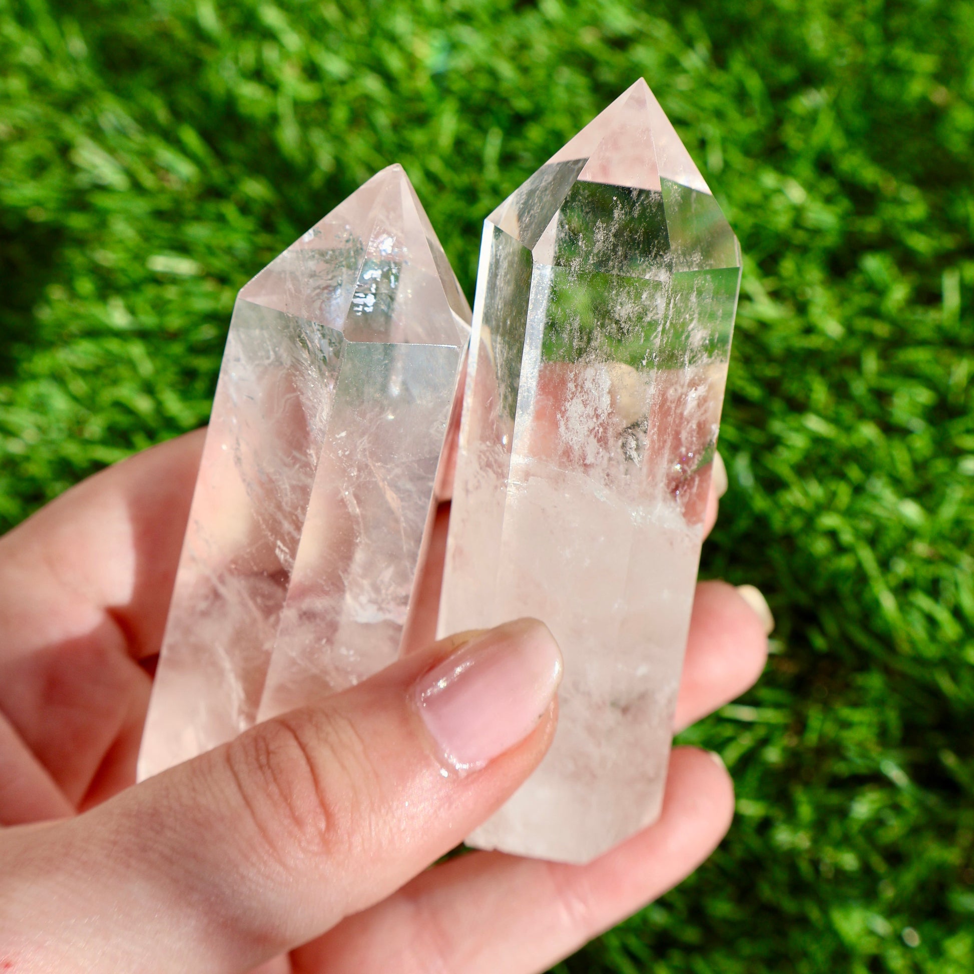 Clear Quartz Crystal Mineral Point with Natural Inclusions, 3" Obelisk Tower - Wax | Wane