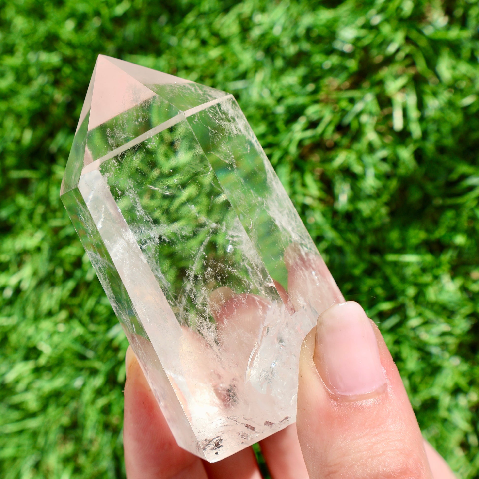 Clear Quartz Crystal Point – Thick, Stabilized Obelisk | Large High - Clarity Tower - Wax | Wane