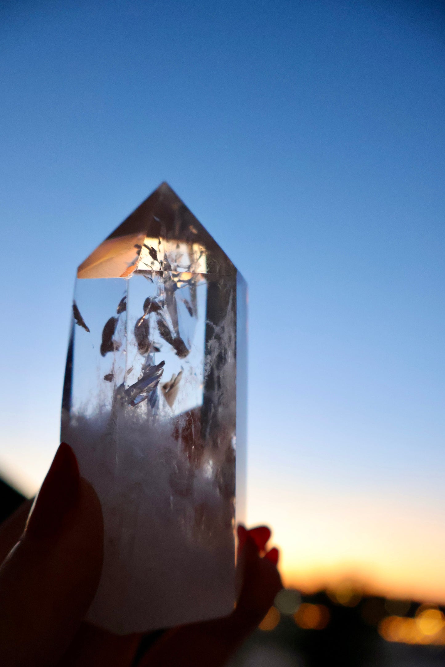 Clear Quartz Crystal Point – Thick, Stabilized Obelisk | Large High - Clarity Tower - Wax | Wane