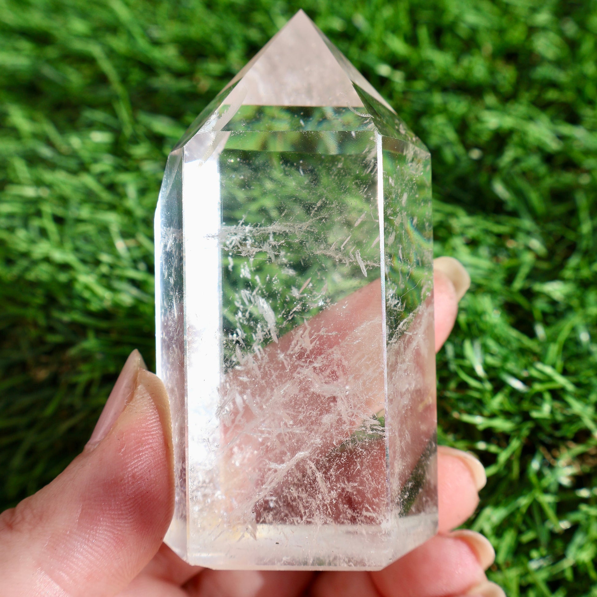 Clear Quartz Crystal Point – Thick, Stabilized Obelisk | Large High - Clarity Tower - Wax | Wane