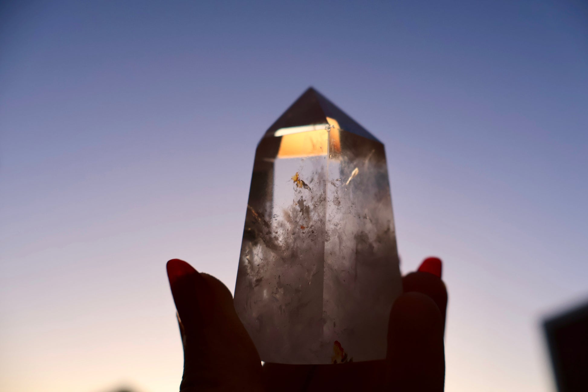 Clear Quartz Crystal Point – Thick, Stabilized Obelisk | Large High - Clarity Tower - Wax | Wane