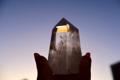 Clear Quartz Crystal Point – Thick, Stabilized Obelisk | Large High - Clarity Tower - Wax | Wane