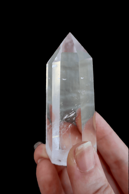 smooth Clear Quartz Energy Point with Thicker 1.5" Base, Rare 3-4 inch in macro texture