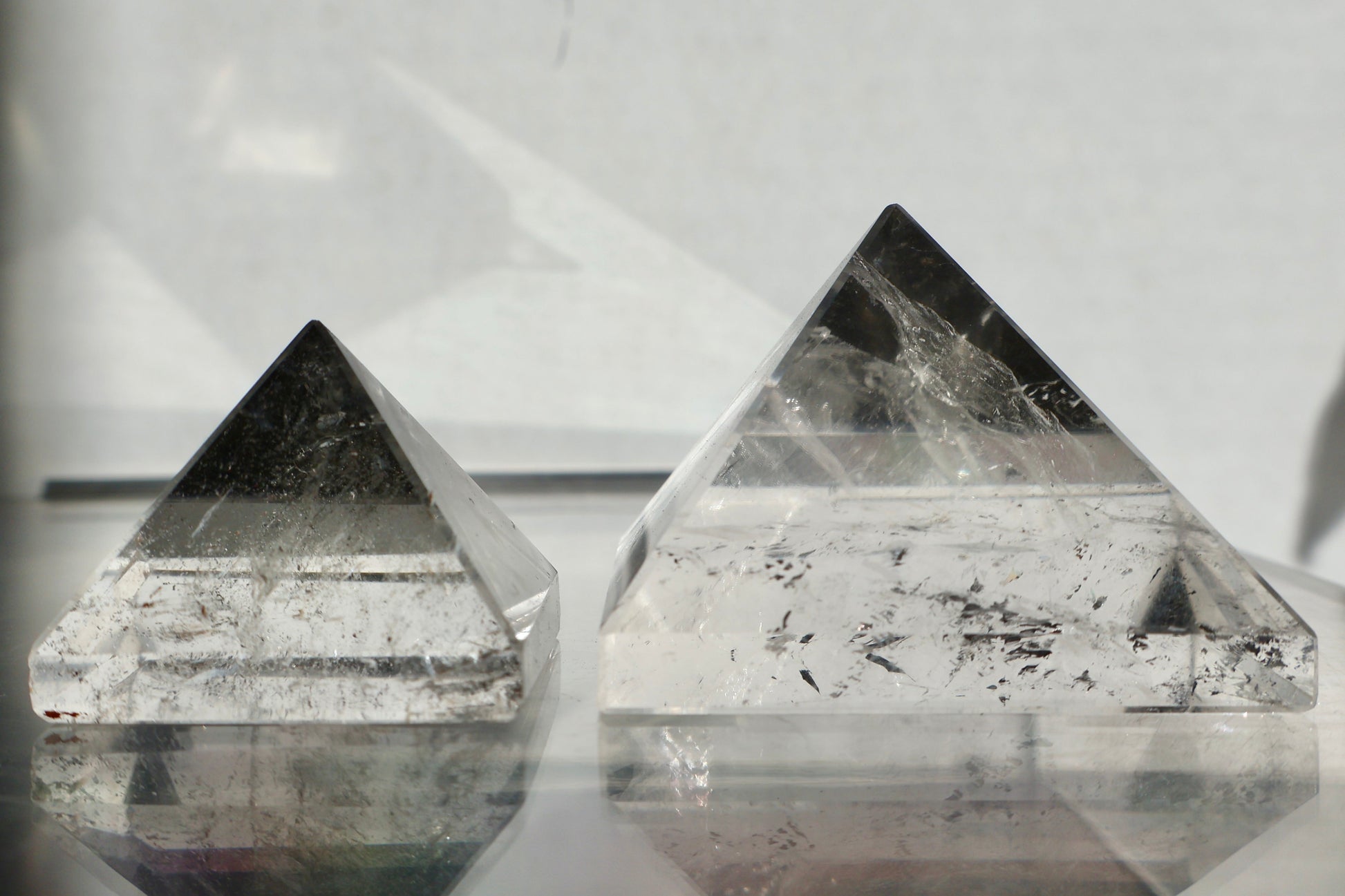 Clear Quartz Pyramid – 2" Geometric Cut for Clarity & Display | Mined in Brazil - Wax | Wane