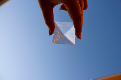 Crystal Pyramid – 1" Fluorite or Clear Quartz Precision Cut Mineral Gemstone, Pristine and Timeless ❇️ - Wax | Wane