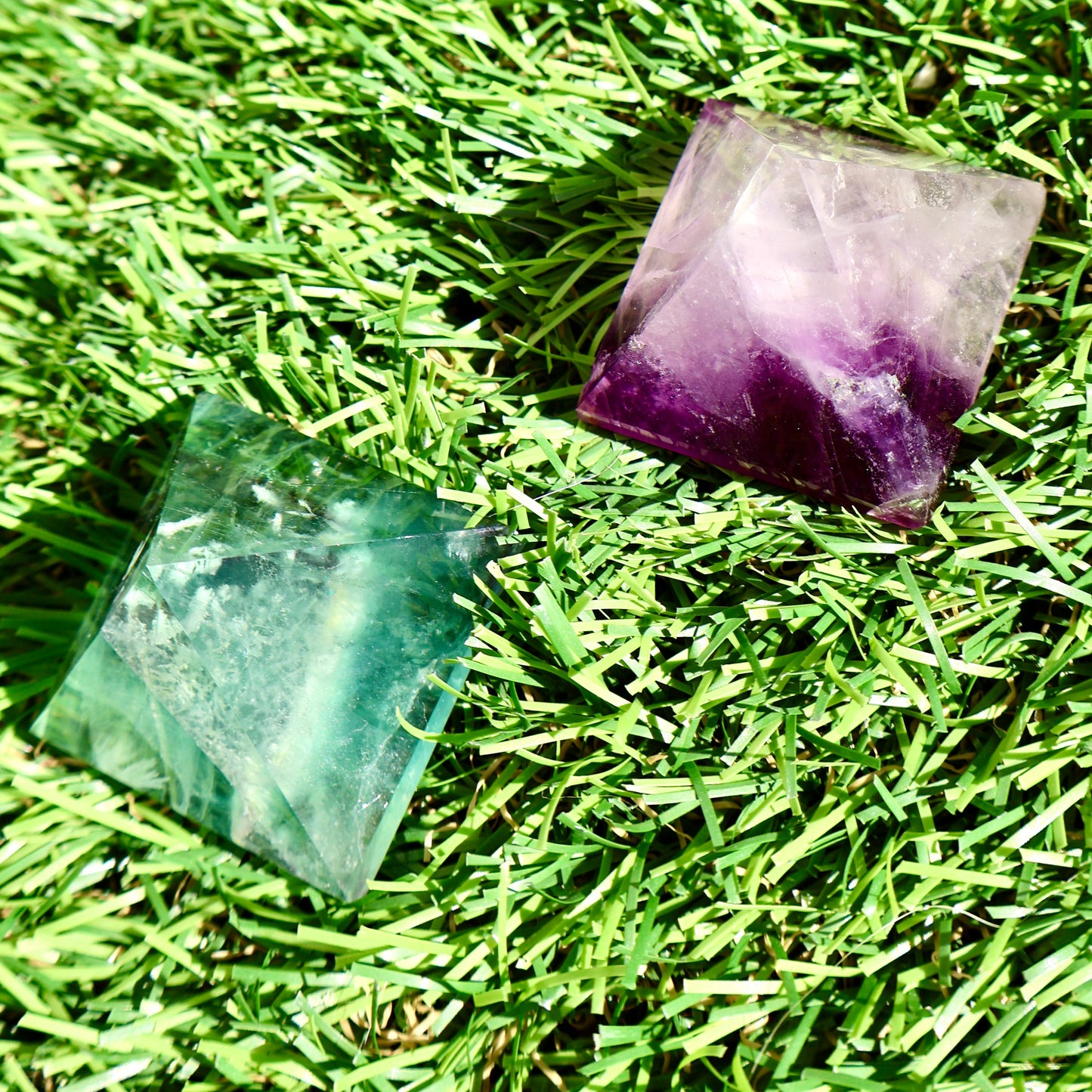Crystal Pyramid – 1" Fluorite or Clear Quartz Precision Cut Mineral Gemstone, Pristine and Timeless ❇️ - Wax | Wane