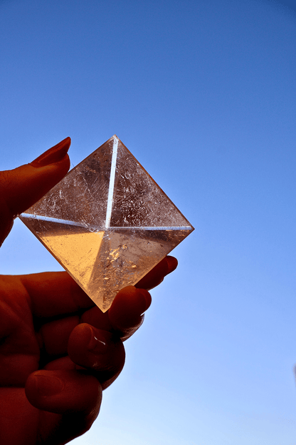 Crystal Pyramid – 1" Fluorite or Clear Quartz Precision Cut Mineral Gemstone, Pristine and Timeless ❇️ - Wax | Wane