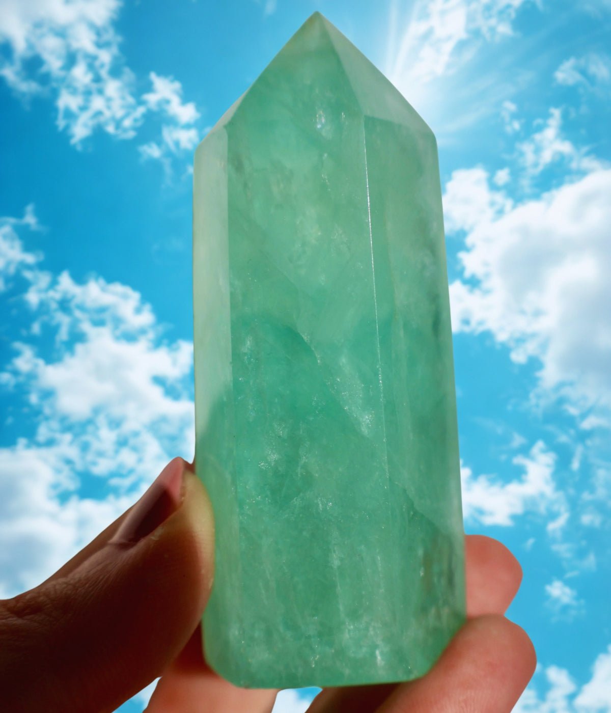 Fluorite Obelisk, Icey Seafoam Green Crystal 3-4" product image