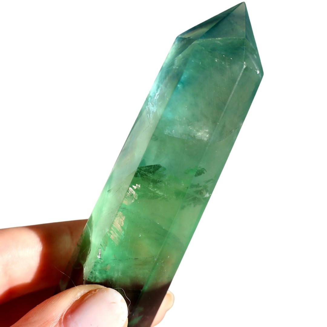 Fluorite Obelisk Point - Colorful, Banded and Natural Crystal, Geometric Decor - Wax | Wane