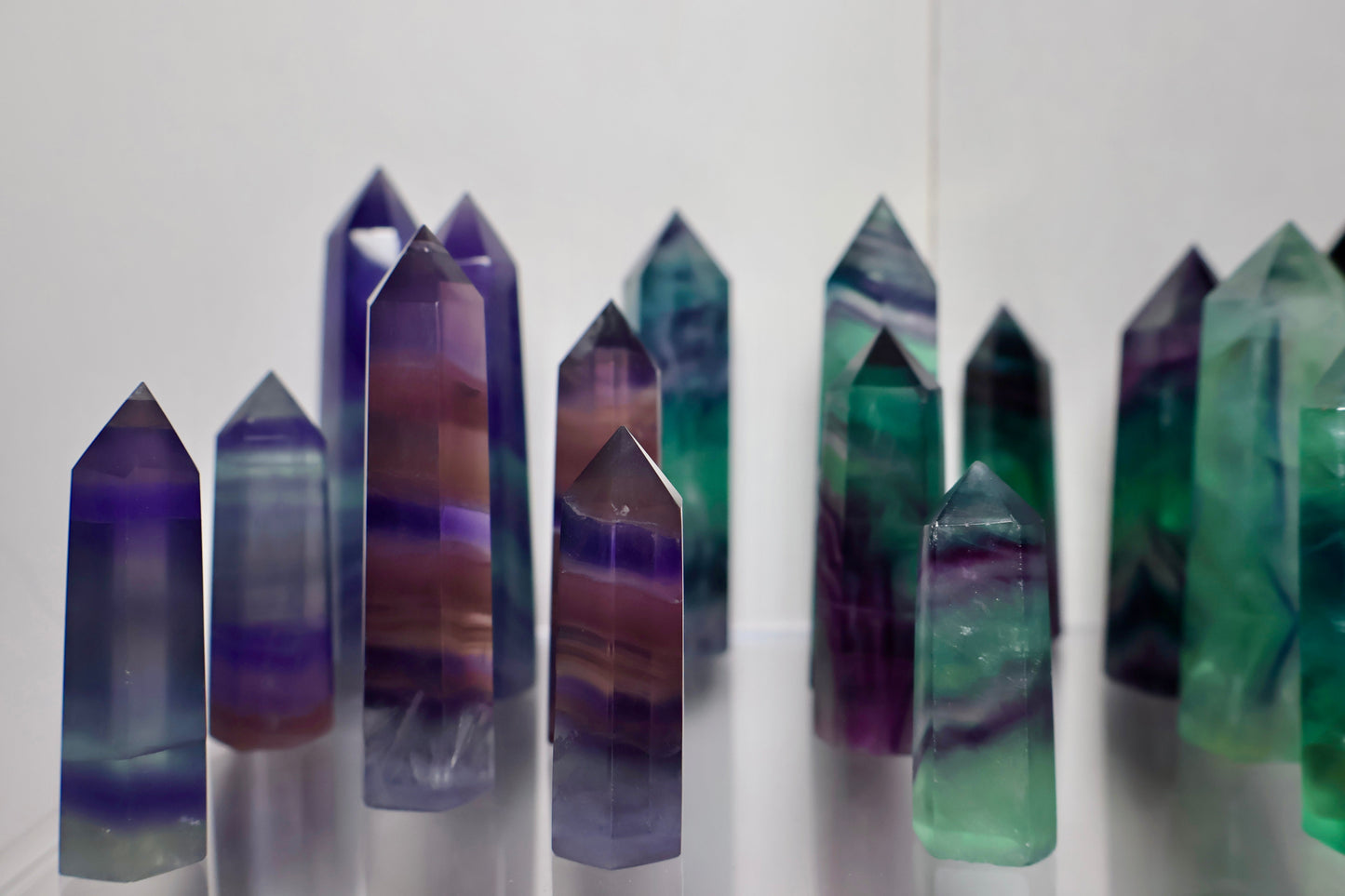Fluorite Obelisk Point - Colorful, Banded and Natural Crystal, Geometric Decor - Wax | Wane