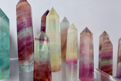 Fluorite Obelisk Point - Colorful, Banded and Natural Crystal, Geometric Decor - Wax | Wane