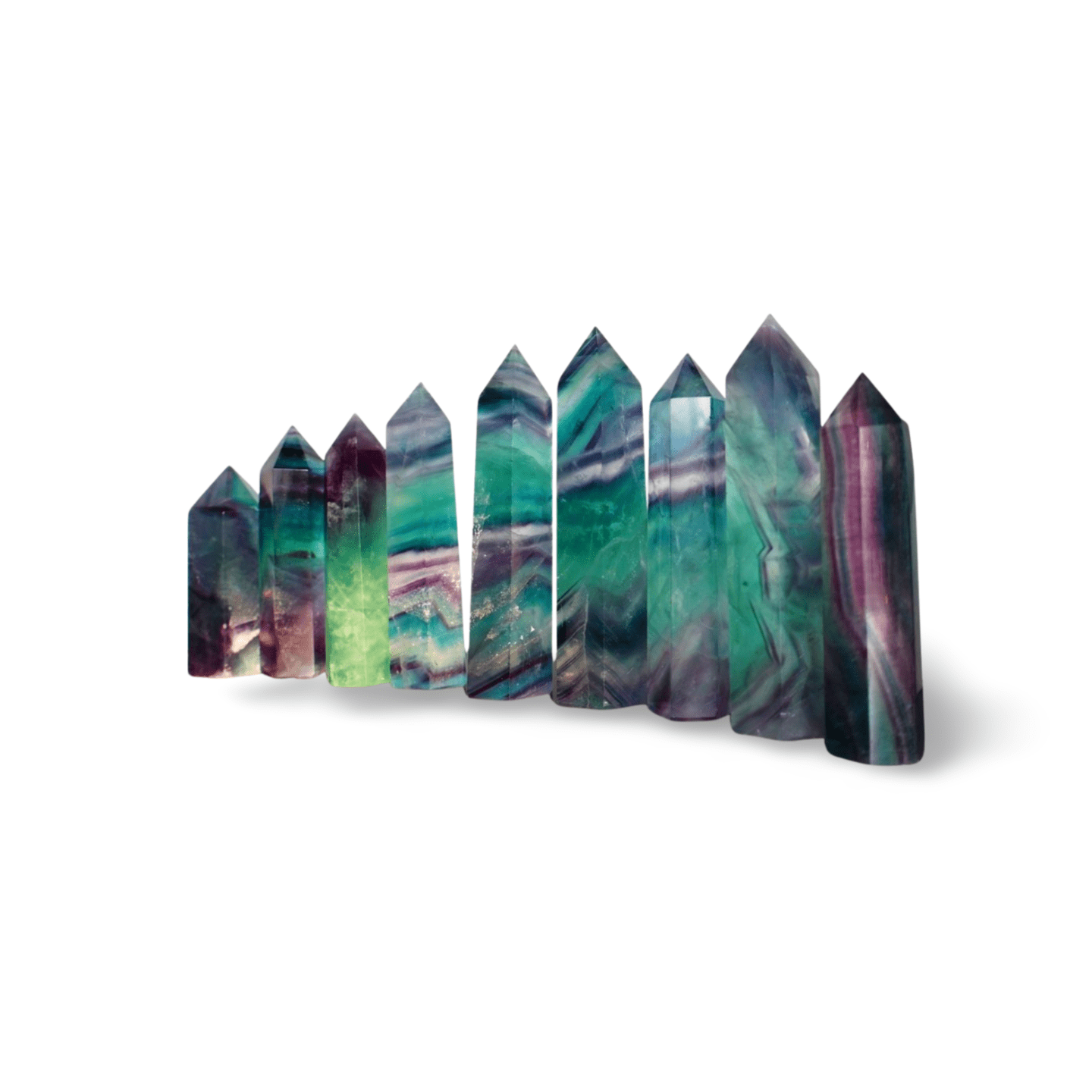 Fluorite Obelisk Point - Colorful, Banded and Natural Crystal, Geometric Decor - Wax | Wane