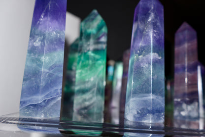 Fluorite Obelisk Point - Colorful, Banded and Natural Crystal, Geometric Decor - Wax | Wane