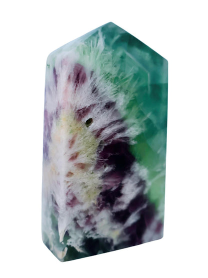 Fluorite Pentagon Column, Untreated Crystal Gemstone in Vibrant Blue, Green, and Purple, 3 - 4" - Wax | Wane