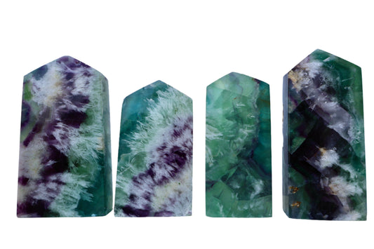 Fluorite Pentagon Column, Untreated Crystal Gemstone in Vibrant Blue, Green, and Purple, 3 - 4" - Wax | Wane