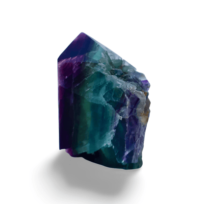 Fluorite Tetrahedron Column – Unpolished 3.5" Green, Blue & Purple Crystal | Naturally Formed Geometry - Wax | Wane