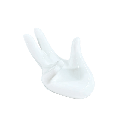 Glossy Ceramic Hand Stand – Decorative Display Holder for Crystal or Jewelry - Wax | Wane