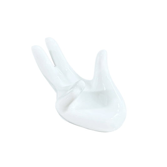 Glossy Ceramic Hand Stand – Decorative Display Holder for Crystal or Jewelry - Wax | Wane