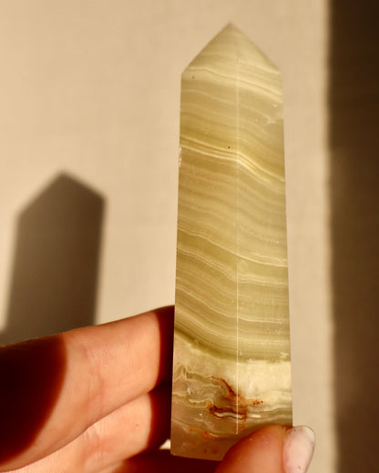 Jade Stone Tower - Lime Green Natural Decor for Balance, 4 Inches - Wax | Wane