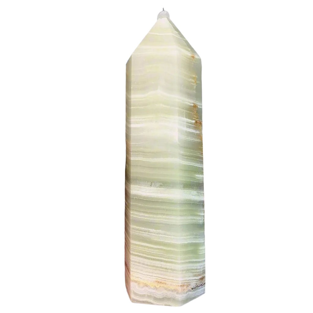 Jade Stone Tower - Lime Green Natural Decor for Balance, 4 Inches - Wax | Wane