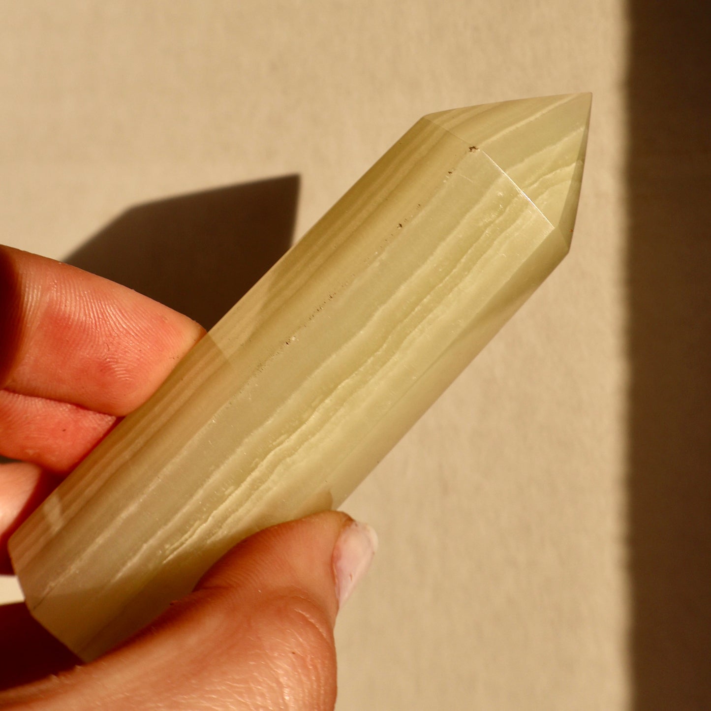 Jade Stone Tower - Lime Green Natural Decor for Balance, 4 Inches - Wax | Wane