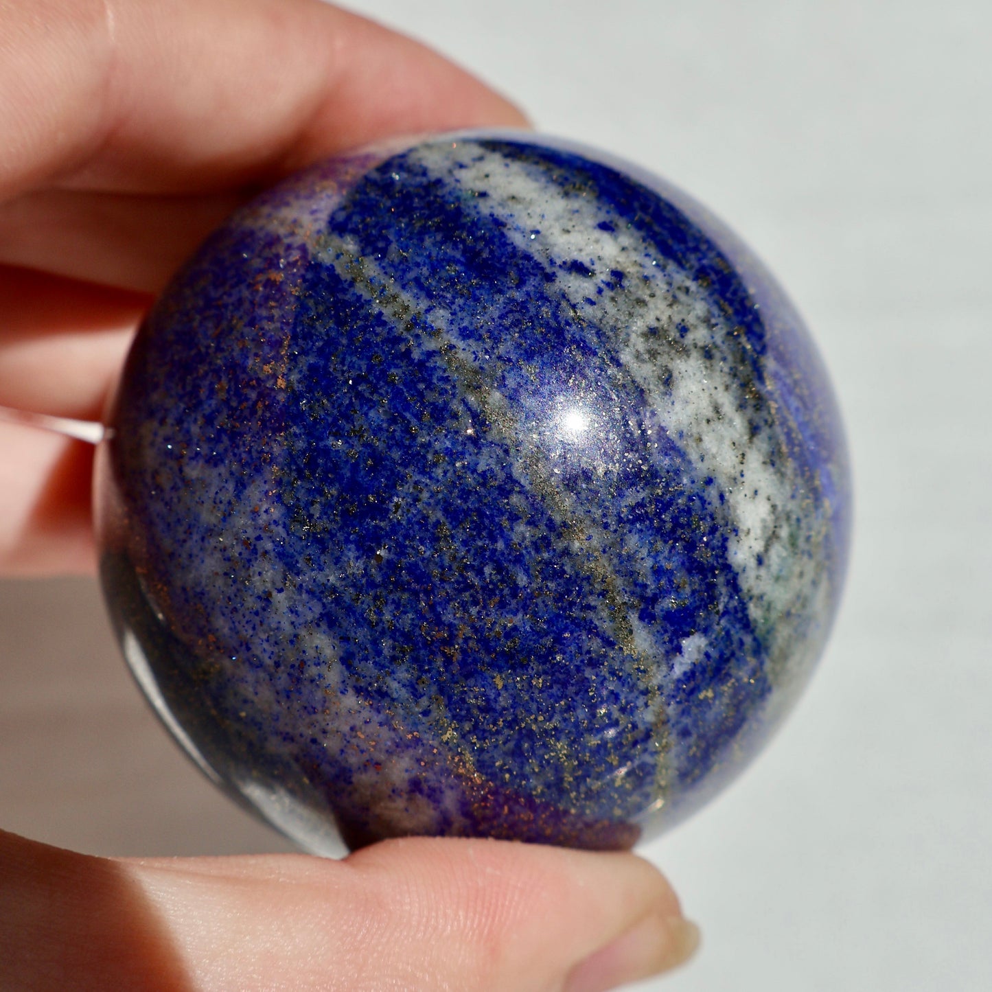Lapis Lazuli Crystal Sphere – 1.5" Solid Gemstone with Pyrite | Inspired by Ancient Egypt & Museum - Grade Mineralogy - Wax | Wane