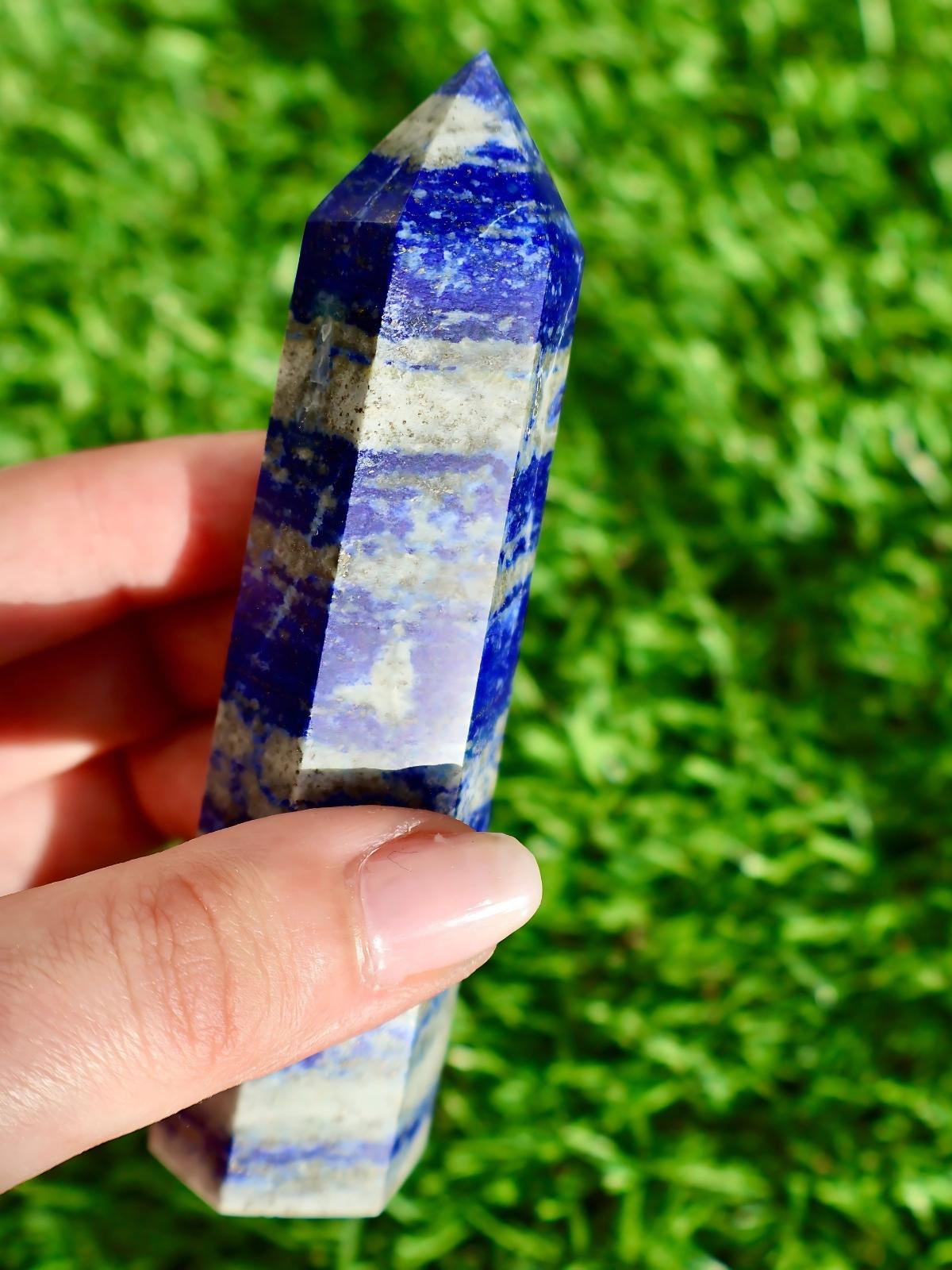 Lapis Lazuli Obelisk - Authentic Quality Gemstone for Wisdom and Truth, Decorative 4 - Inch Tall - Wax | Wane