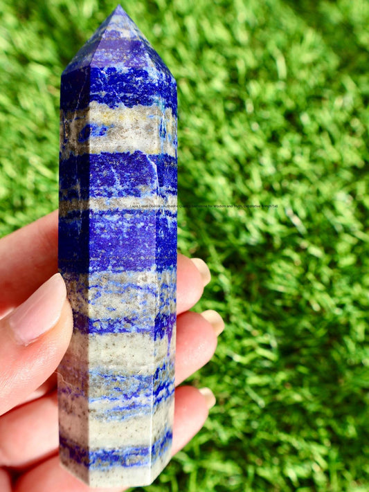 Lapis Lazuli Obelisk - Authentic Quality Gemstone for Wisdom and Truth, Decorative 4 - Inch Tall - Wax | Wane
