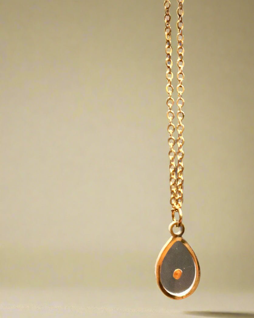 Mustard Seed Faith Necklace – Gold Teardrop Pendant | Stainless Steel Christian Jewelry - Wax | Wane