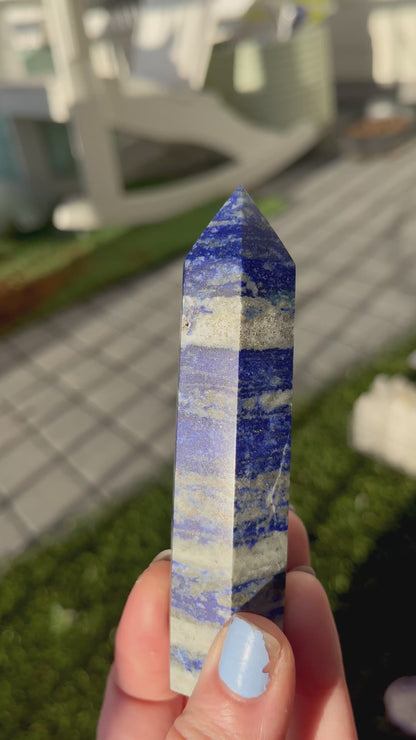 Lapis Lazuli Obelisk - Authentic Quality Gemstone for Wisdom and Truth, Decorative 4-Inch Tall