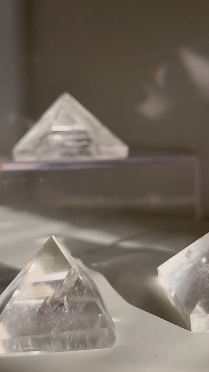 Clear Quartz Pyramid – 2" Geometric Cut for Clarity & Display | Mined in Brazil