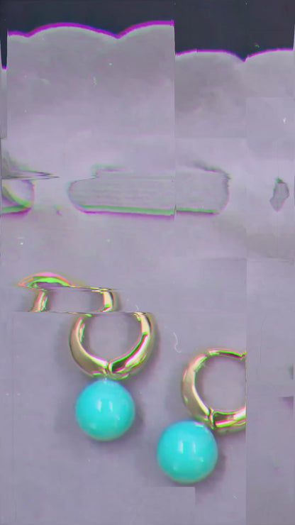 Turquoise Droplet Earrings – 925 Sterling Silver with Gold Finish | Modern Minimalist Statement