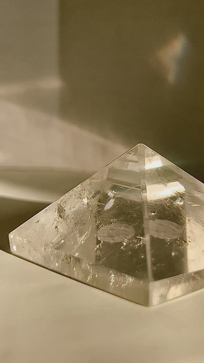 Clear Quartz Pyramid – 2" Geometric Cut for Clarity & Display | Mined in Brazil