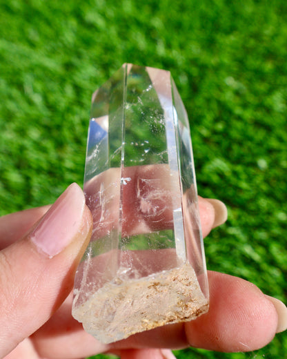 Rooted Clear Quartz Crystal Wand – Polished Point, Raw Base - Wax | Wane