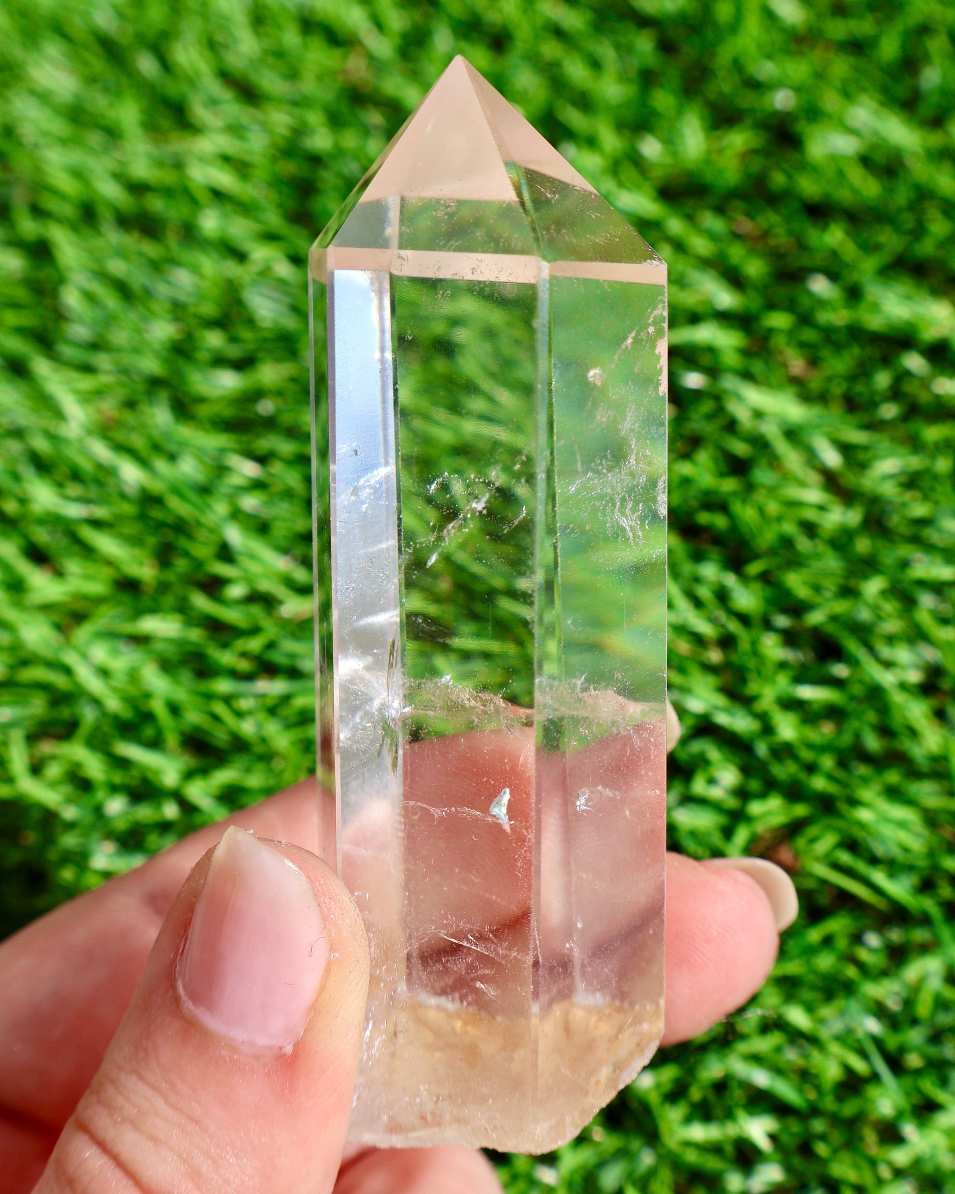 Rooted Clear Quartz Crystal Wand – Polished Point, Raw Base - Wax | Wane