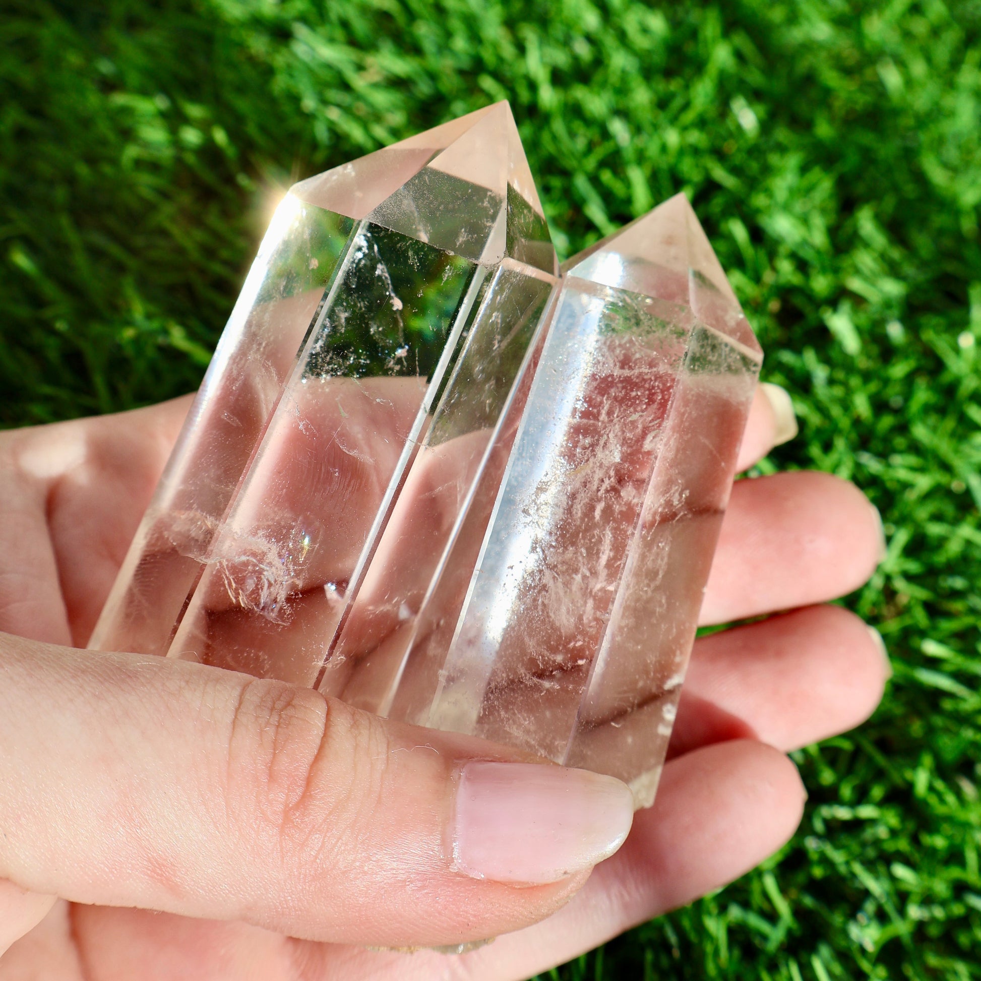 Rooted Clear Quartz Crystal Wand – Polished Point, Raw Base - Wax | Wane
