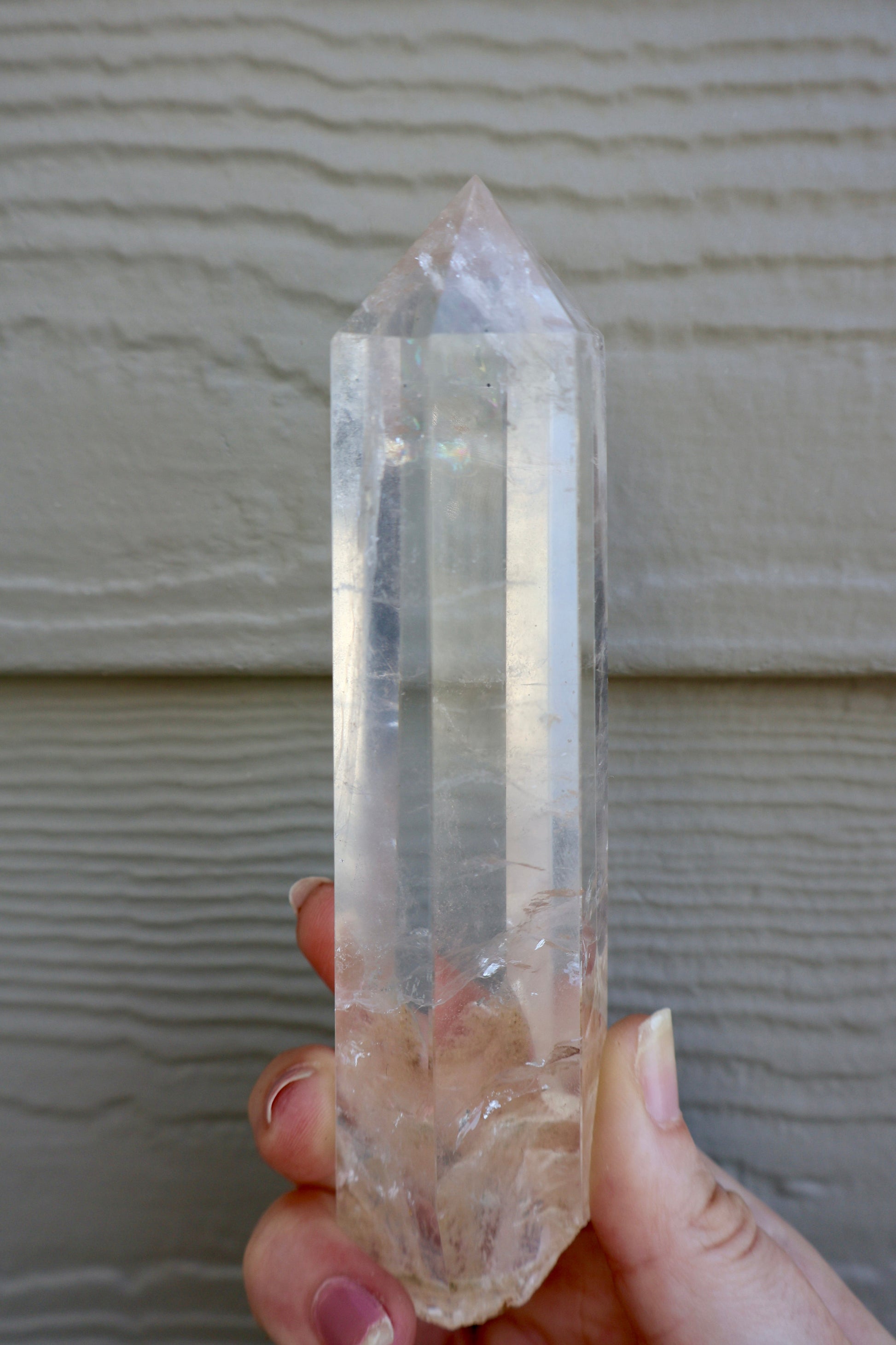 Rooted Clear Quartz Crystal Wand – Polished Point, Raw Base - Wax | Wane