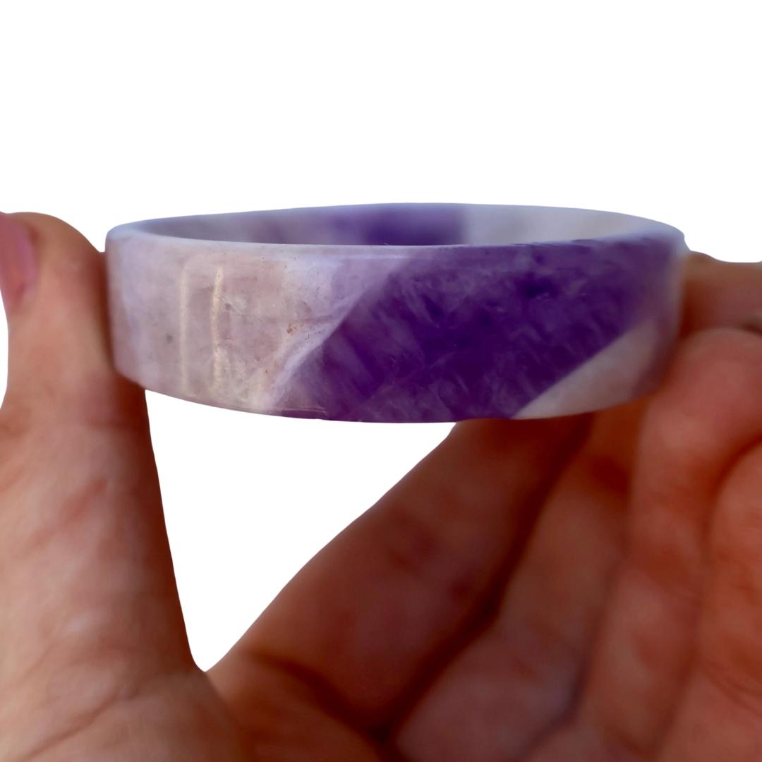 Rose Quartz & Amethyst Crystal Bowl – Jewelry Dish or Decor | Hand - Carved from Natural Stone, 2 - Inch - Wax | Wane