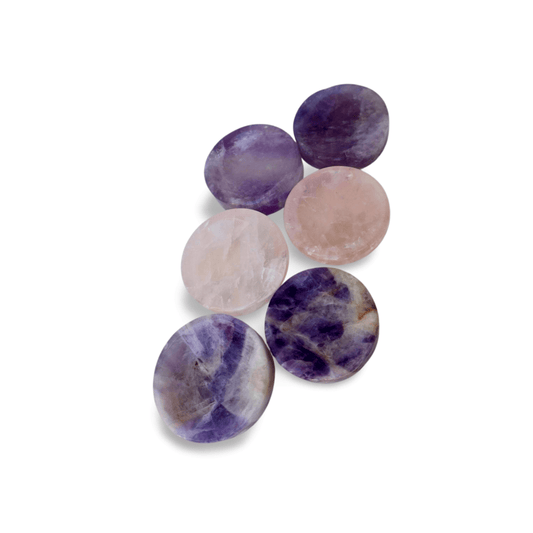 Rose Quartz & Amethyst Crystal Bowl – Jewelry Dish or Decor | Hand - Carved from Natural Stone, 2 - Inch - Wax | Wane