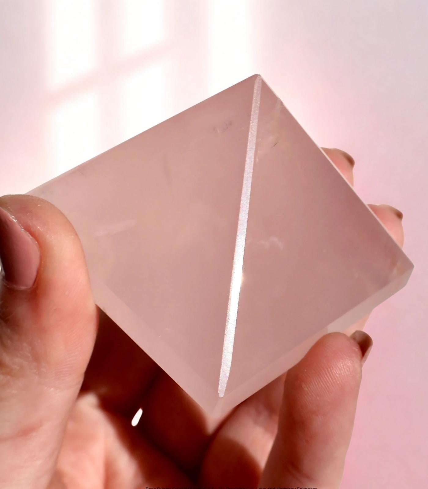 Rose Quartz Crystal Pyramid – Precision Cut and Polished Gemstone Sculpture (1–2 Inches) - Wax | Wane